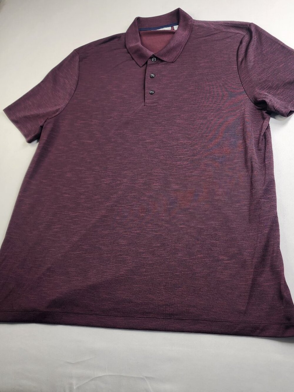 Perry Ellis Men's XL Burgundy 1/4 Button Collared Short Sleeve Polo Shirt Soft